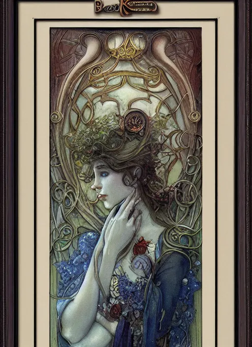 Image similar to an art nouveau picture frame by brian froud