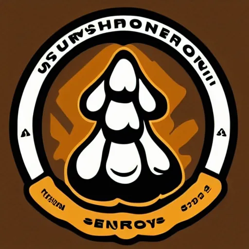 Image similar to spencers shroomery logo. mushroom theme, futuristic style, by aaron draplin