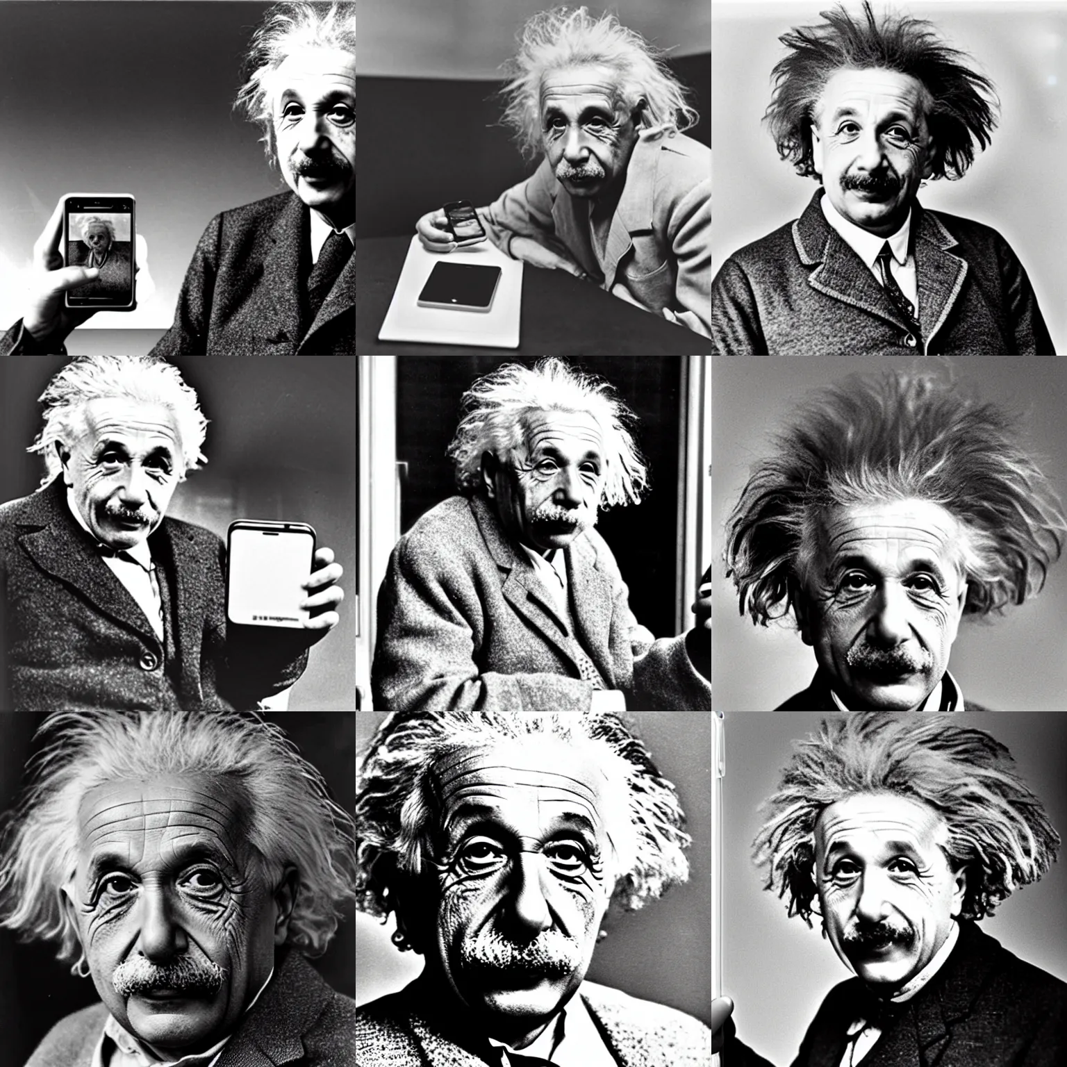 Prompt: Einstein with iPhone
