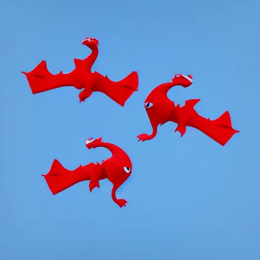 Image similar to tiny cute red dragons flying on the skies of tokyo, photorealism, real photograph
