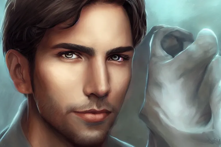 Image similar to a handsome man, portrait. artgerm