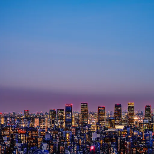 Image similar to The skyline of Tokyo at sunset, photograph, high-resolution, hot on 500px