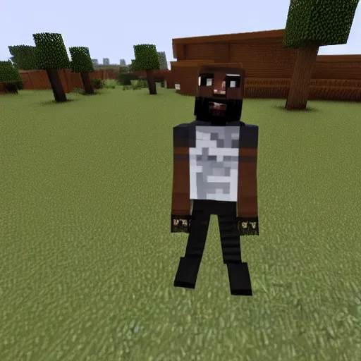 Prompt: MC Ride from Death Grips in Minecraft village, 3D render