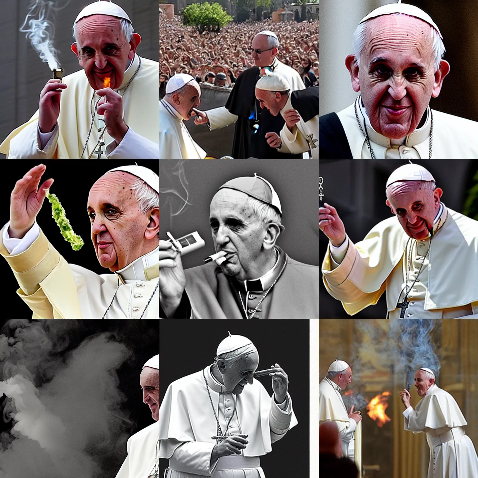 Prompt: the pope smoking weed