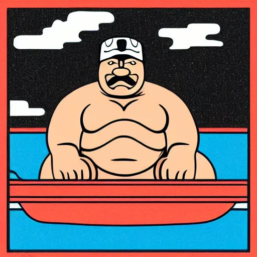 Image similar to tugboat the wrestler giving a peace sign in the japanese style, photorealistic