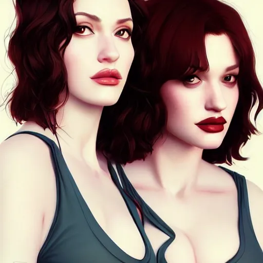 Image similar to a beautiful gina gershon christina hendricks kat dennings instagram model by wlop and ilya kuvshinov and artgerm, symmetrical eyes, aesthetic, gorgeous, stunning, alluring, attractive, artstation, deviantart, pinterest, digital art