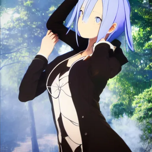 Image similar to candid photo of rem from re : zero, take by annie leibovitz