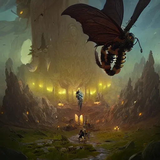 Prompt: mashup of 🐝🪱🐛🦋🐌, mashup monster artwork, epic fantasy style art, by Greg Rutkowski, hearthstone art style, monster artwork