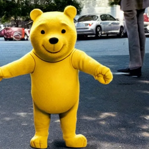 Prompt: Keanu Reeves cosplaying as Winnie the Pooh