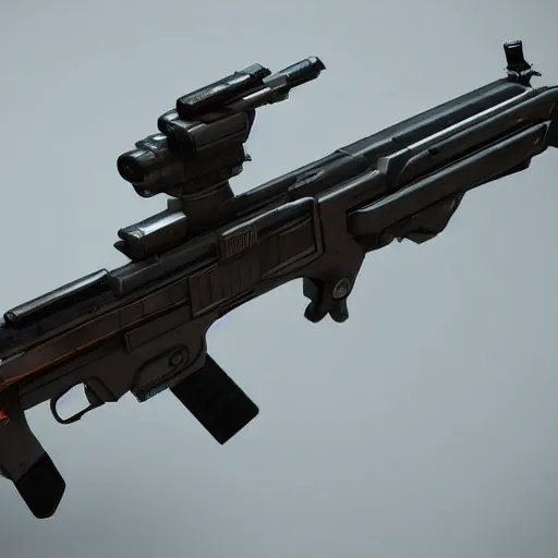 Image similar to futuristic sci fi rifle, Artstation, Artstation Trending, Pinterest, cgsociety, Deviant Art, concept art, high quality, hyper realistic, hard surface, ultra detailed, very coherent, unreal engine, 8k, high resolution, octane render,