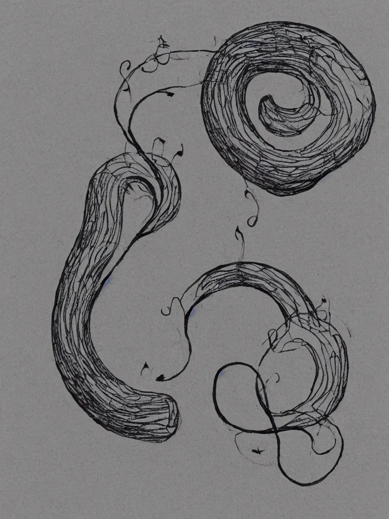 Image similar to single line drawing, acorn that turns into a tree in shape of treble clef, dividing line up the middle like a scar, bursts of color when crossing scar, trending on art station