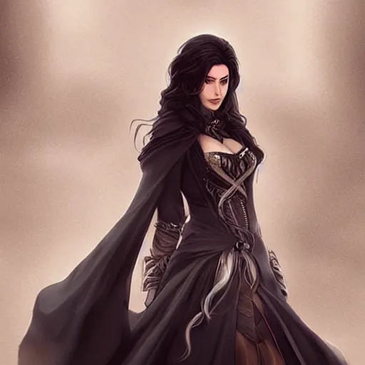 Image similar to yennefer, beautiful face, rule of thirds, intricate outfit, by artgerm