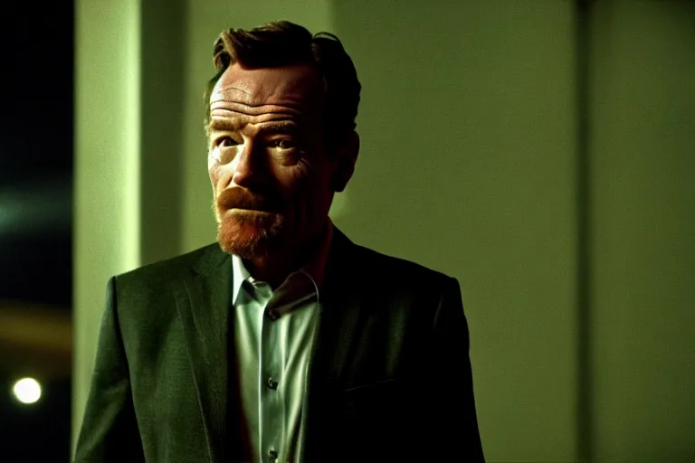 Image similar to film still of bryan cranston in cosmic horror! the musical by david cronenberg, budapest street background, 3 5 mm film, atmospheric, ultra fine detail, film grain, photorealistic, hyperrealistic
