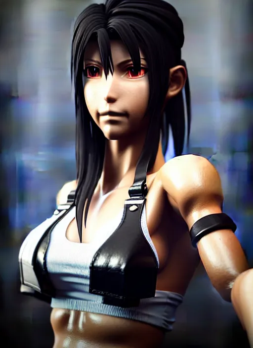 Prompt: 3 / 4 view of a portrait of tifa from final fantasy vii remake, evangelion, au naturel, hyper detailed, digital art, trending in artstation, cinematic lighting, studio quality, smooth render, frostbite 3 engine rendered, art style by klimt and nixeu and ian sprigger and wlop and krenz cushart