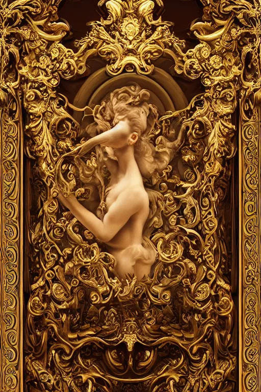 Prompt: the portal door, elaborate emotive Baroque and Rococo styles to emphasize beauty as a transcendental, 8k image, ultra-realistic, style of binkley ed
