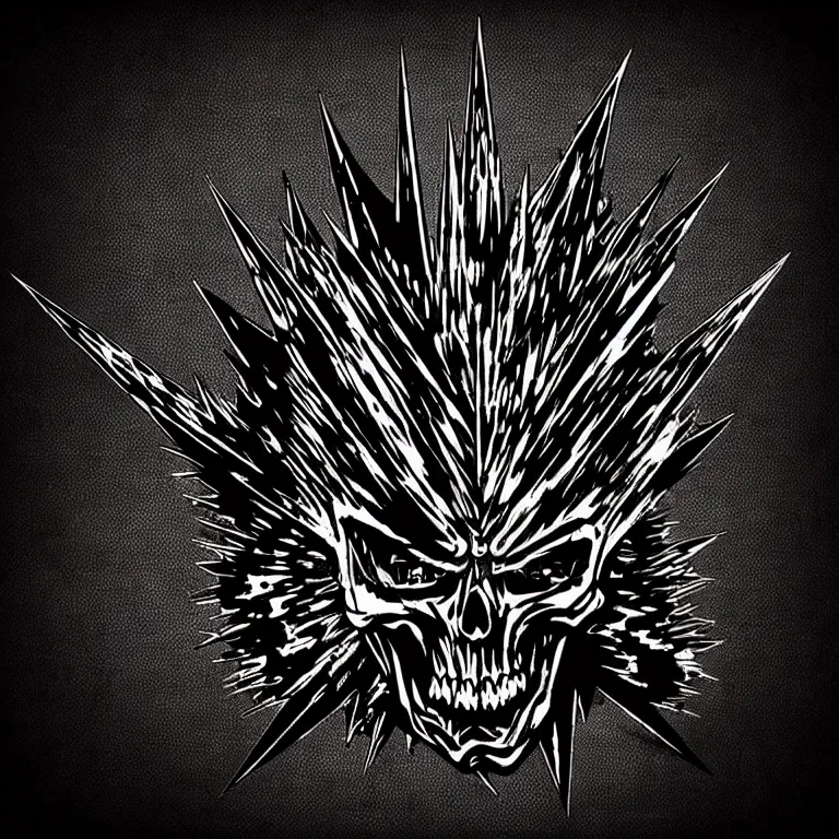 Image similar to heavy trash metal spiky dark creepy dark dirty grungy satanic logo word illustration