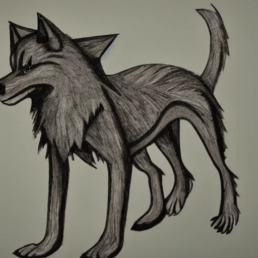 Prompt: retarded wolf, expressionism