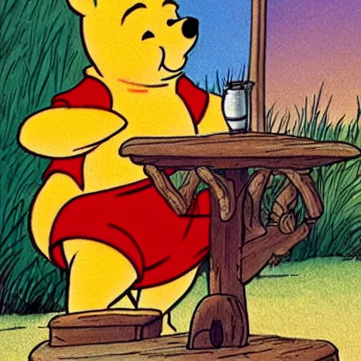 Prompt: Winnie the Pooh addressing the public