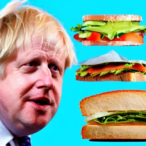 Image similar to photo of a fusion between boris johnson and a sandwich