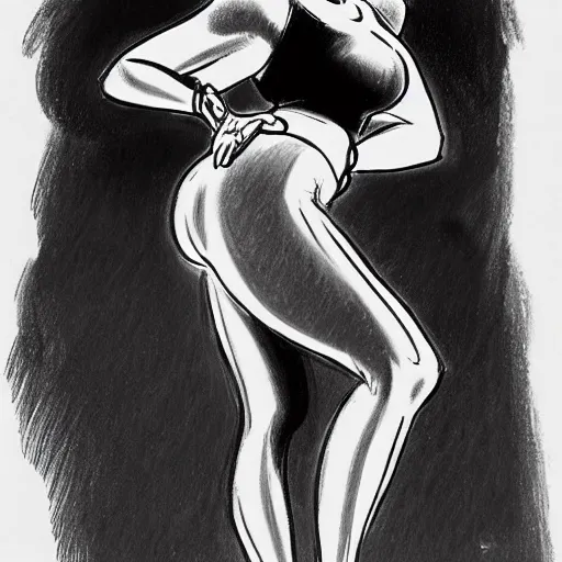 Image similar to milt kahl sketch of thick cuban girl wearing black yoga pants