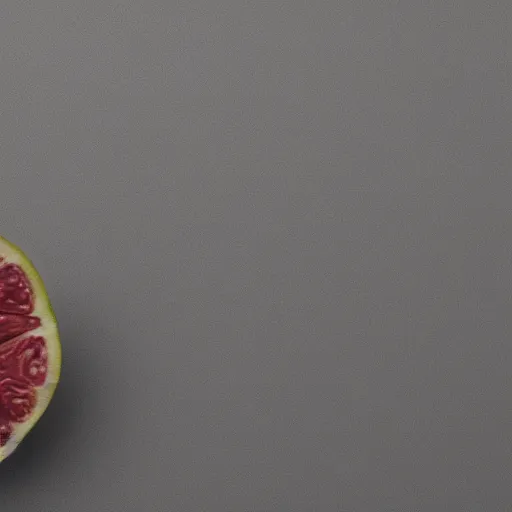 Image similar to centered hyper-realistic single piece of fruit, gray background