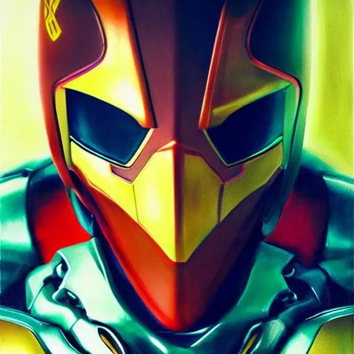 Prompt: realistic Portrait painting of young man as Kamen Rider, made by Michaelangelo, physical painting, Sharp focus,digital art, bright colors,fine art, trending on Artstation, unreal engine.