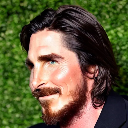 Prompt: full face profile view of Christian Bale