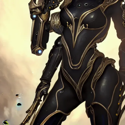 Image similar to highly detailed exquisite fanart, of a beautiful female warframe, but as an anthropomorphic robot dragon, matte black metal armor, close-up shot, holding a gun, epic cinematic shot, professional digital art, high end digital art, singular, realistic, captura, DeviantArt, artstation, Furaffinity, 8k HD render