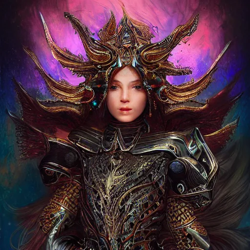 Image similar to portrait art of 8k vehicle with exquisite armor, detailed intricate ornate magical armor made of energy, organic, full of colour, cinematic lighting, battered, trending on artstation, 4k, hyperrealistic, focused, extreme details, unreal engine 5, cinematic, masterpiece, art by ayami kojima