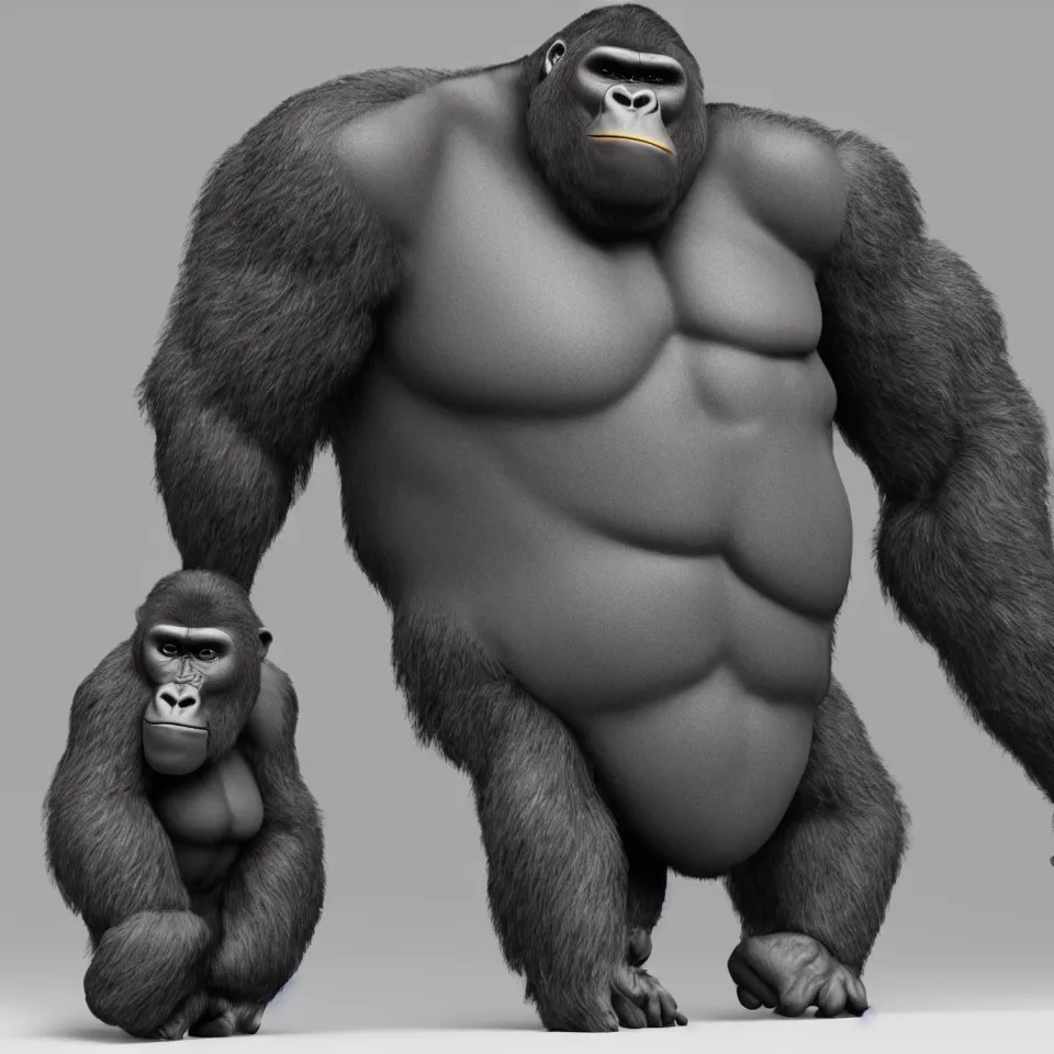 Image similar to A gorilla that looks like Shrek, 3D model, Unreal Engine, Blender, highly detailed