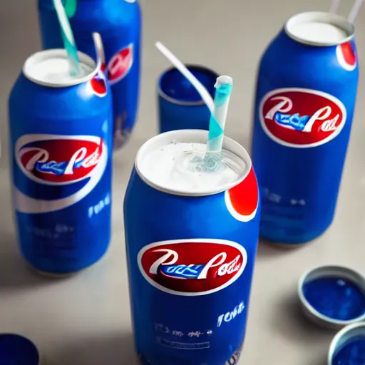 Prompt: a combination of milk beverage and pepsi soda pop, product photography, 4 k, advertisement