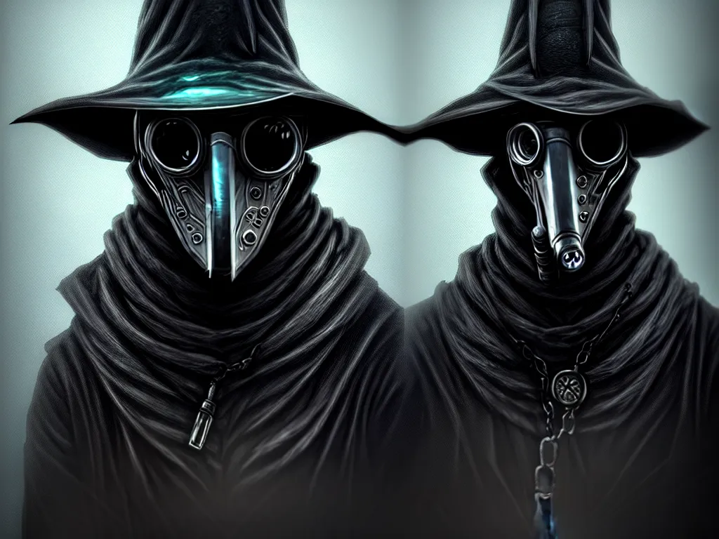 Prompt: portrait of a cyberpunk plague doctor, intricate, highly detailed, digital painting, artstation, concept art, smooth and sharp focus