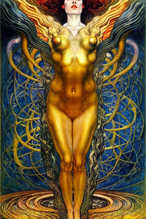 Image similar to Divine Chaos Engine by Karol Bak, Jean Delville, William Blake, Gustav Klimt, and Vincent Van Gogh, symbolist, visionary