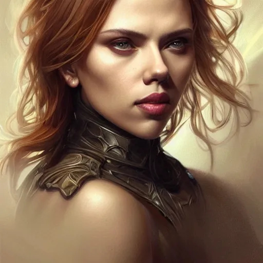 Prompt: Scarlett Johansson , beautiful bone structure, intricate, elegant, highly detailed, digital painting, artstation, concept art, smooth, sharp focus, illustration, art by artgerm and greg rutkowski and alphonse mucha