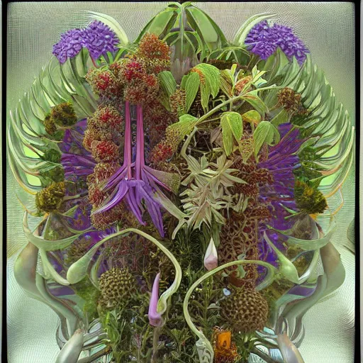 Prompt: magical botany by ernst haeckel and alphonse mucha, 3 d model