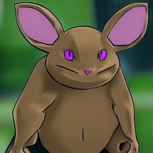 Prompt: mixture between rattata and golem pokemon, rat rock pokemon hybrid, fangs and hardness