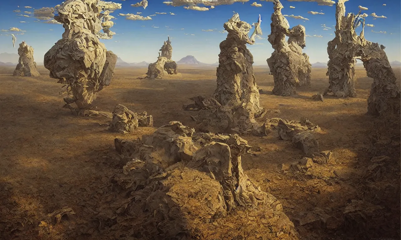 Prompt: lost in time, art by james gurney and greg rutkowski, surrealism by salvador dali, very detailed, high resolution, symmetry by rene magritte, volumetric lighting