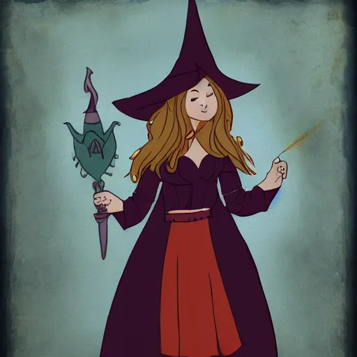 Prompt: a cute wizard woman