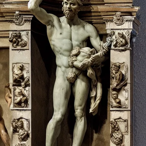 Prompt: michelangelo buonarroti and donatello collaboration sculpture,detailed