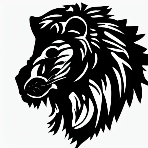 Image similar to roaring lion, black silhouette digital art on white background