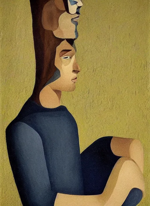 Image similar to a painted portrait of a man, art by felice casorati, aesthetically pleasing and harmonious natural colors, expressionism, natural light, fine day, portrait