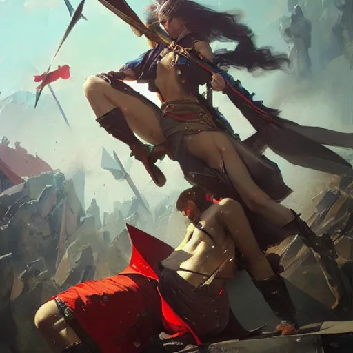 Image similar to raining swords, falling swords, organic painting, sunny day, matte painting, bold shapes, hard edges, street art, trending on artstation, by huang guangjian, gil elvgren, ruan jia, randy vargas, greg rutkowski