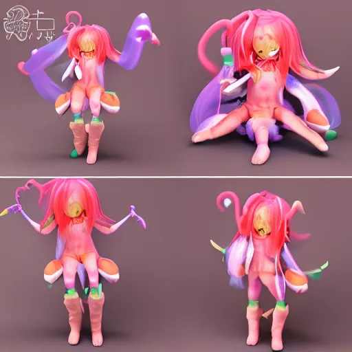 Prompt: cute fumo plush of a monster girl who loves to party, three point lighting, jellyfish, refractive optics, vray