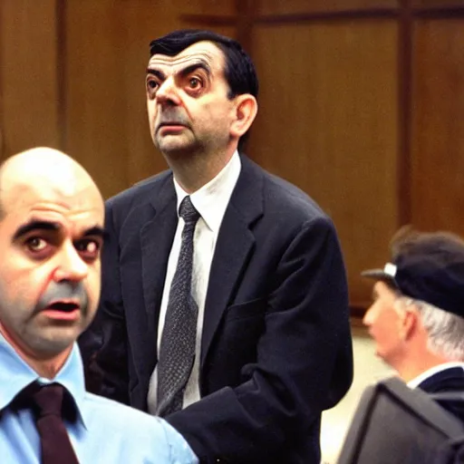 Image similar to mr bean sentenced to life in a courtroom