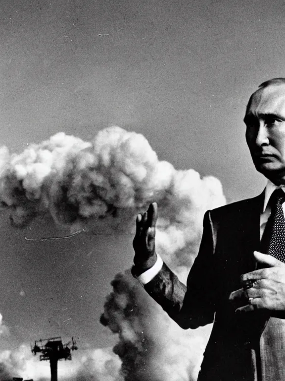 Image similar to Vladimir putin and atomic war. bleak.