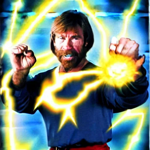 Image similar to chuck norris throwing a kamehameha