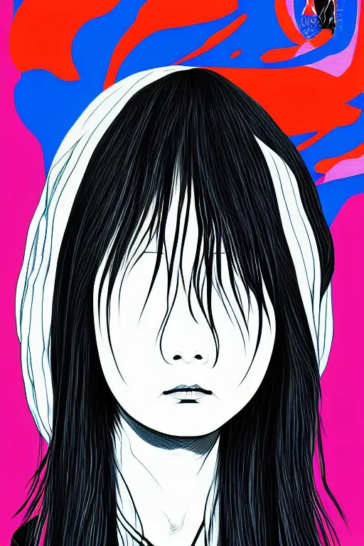 Image similar to sadako, pop art, 8 k, asymmetrical, high details, digital painting, concept art, smooth, sharp focus, illustration, intricate details, art by arstation and mimmo rottela, pixels art by paul robertson