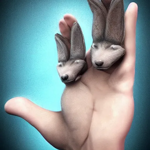 Prompt: a wolf with human hands and bunny ears trending on artstation deviantart pinterest photorealistic hd 8 k highlights and shadow detailed high resolution