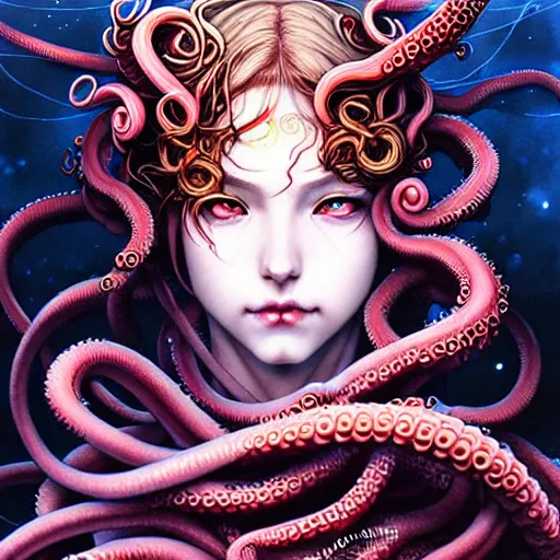 a girl with tentacles on her head, an ultrafine | Stable Diffusion