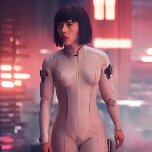 Prompt: a still of Scarlett Johansson in Ghost in the Shell (2017)